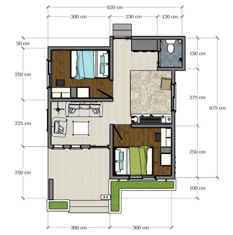 denah rumah kekinian type 36